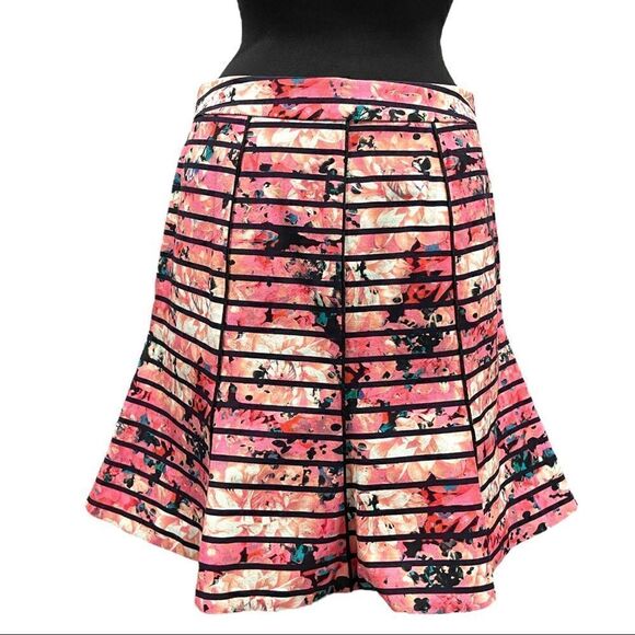 Banana Republic Bella Floral Striped Trumpet Skirt Sz 8 - Picture 5 of 14